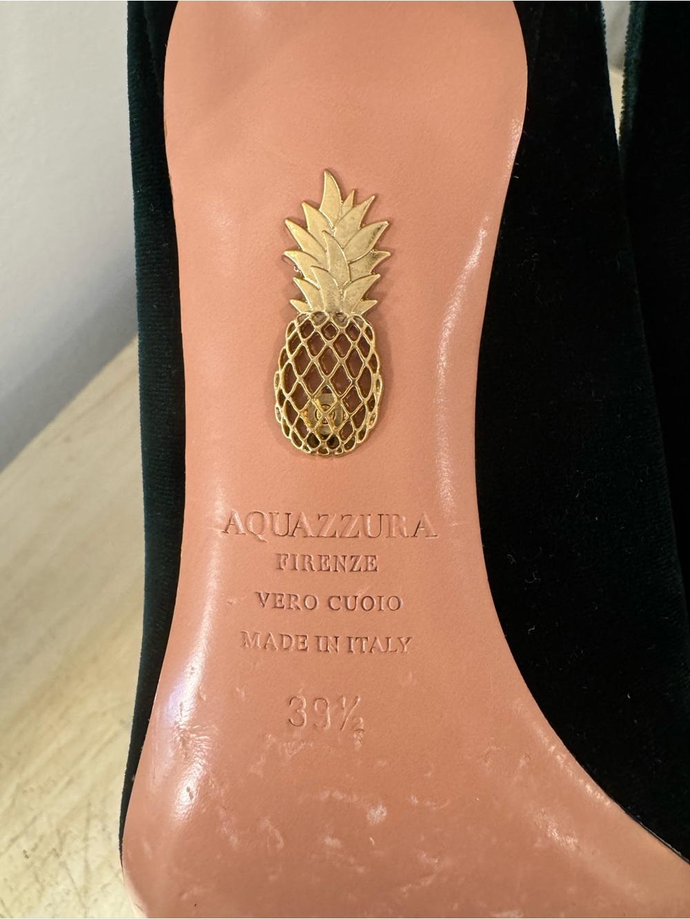 Aquazzura Powder Puff Green Velvet Mules - Picture 8 of 8